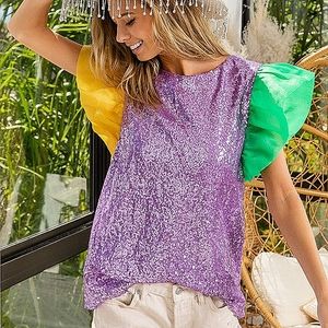 Bibi Sequin Mardi Gras top